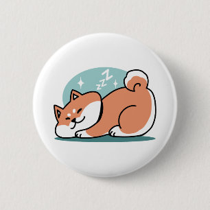 Avslaxade Shiba Inu Art: Bara ett Shiba Ljuger låg Knapp