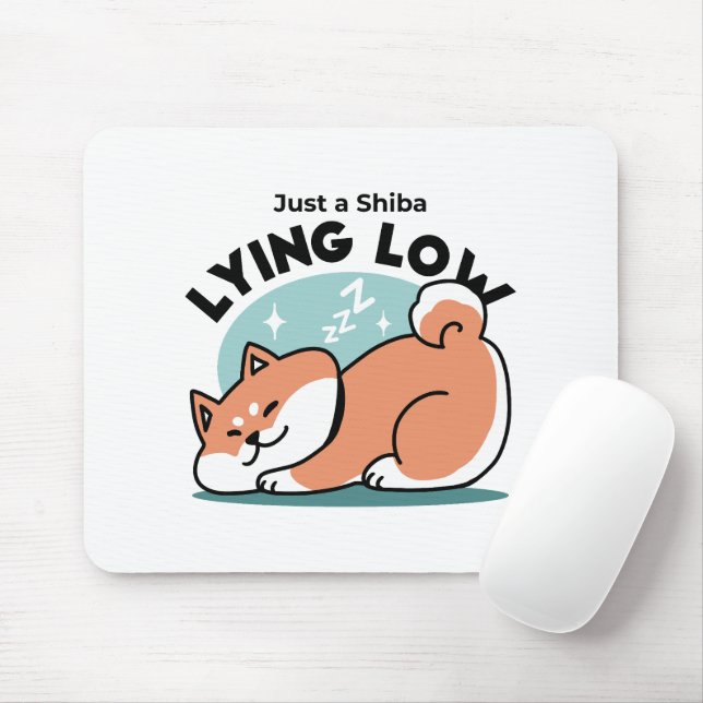 Avslaxade Shiba Inu Art: Bara ett Shiba Ljuger låg Musmatta (Med mus)