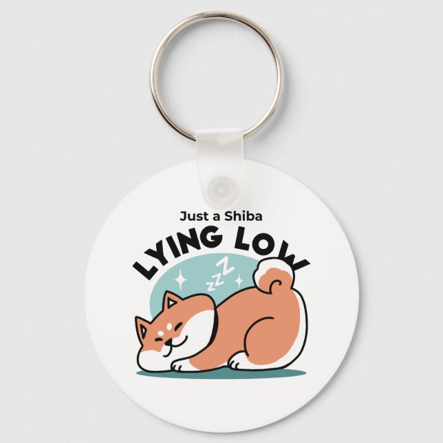 Avslaxade Shiba Inu Art: Bara ett Shiba Ljuger låg Nyckelring (Framsida)