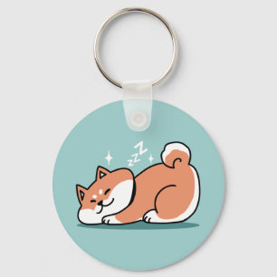 Avslaxade Shiba Inu Art: Bara ett Shiba Ljuger låg Nyckelring