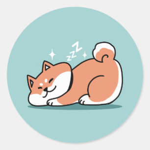 Avslaxade Shiba Inu Art: Bara ett Shiba Ljuger låg Runt Klistermärke