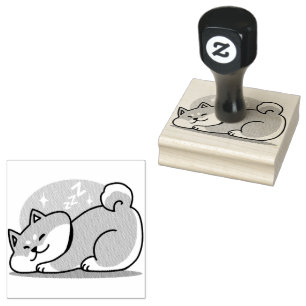 Avslaxade Shiba Inu Art: Bara ett Shiba Ljuger låg Stämpel