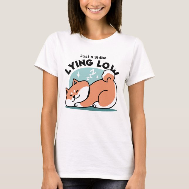 Avslaxade Shiba Inu Art: Bara ett Shiba Ljuger låg T Shirt (Framsida)