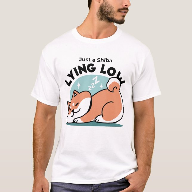 Avslaxade Shiba Inu Art: Bara ett Shiba Ljuger låg T Shirt (Framsida)
