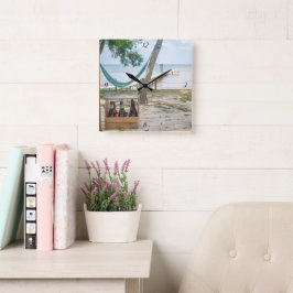 Avslaxning på strandfoto fyrkantig klocka
