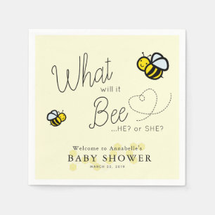 Avslöj den gula baby shower, vad ska det bigender pappersservett