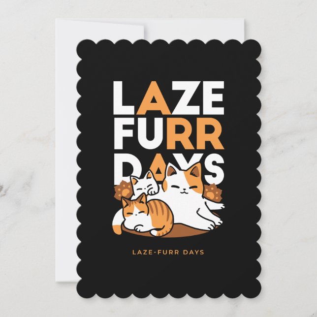 Avslöjande kattkonst - "Laze Furr Days" för kattlo Julkort (Framsida)