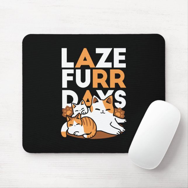Avslöjande kattkonst - "Laze Furr Days" för kattlo Musmatta (Med mus)