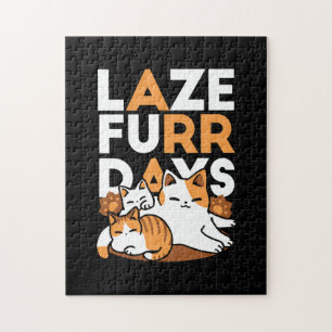 Avslöjande kattkonst - "Laze Furr Days" för kattlo Pussel