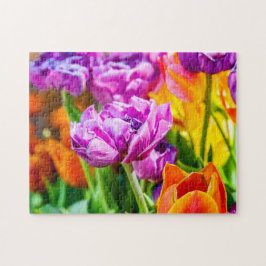 Avslöjande Lila Parrot Tulip Flowers i Vår Pussel