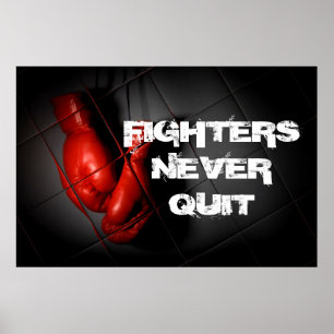 Avsluta aldrig inspirationsröda boxningshandskar poster
