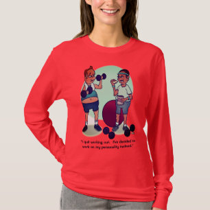 Avsluta att arbeta på en fin kvinnas långsparkade t shirt
