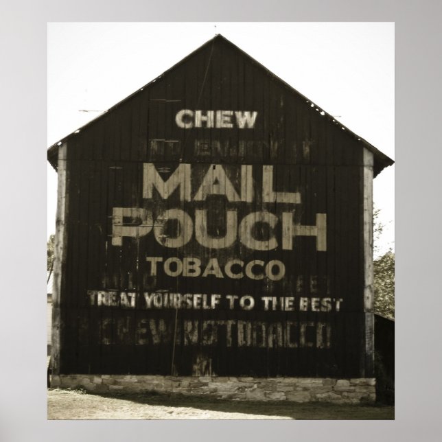 Avsluta av Chew Mail Pouch Tobacco Barn Antique Poster (Framsidan)