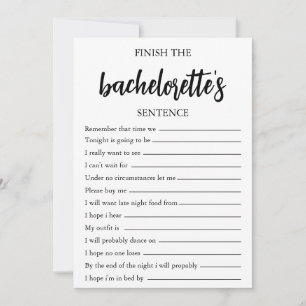 Avsluta Bachelorette's snence Party Game Inbjudningar
