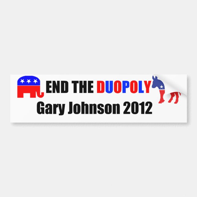 Avsluta duopolyen - Gary Johnson 2012 Bildekal (Framsidan)