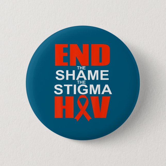 Avsluta Hiv Skam Stigma Röd Överlevnadsdesign Knapp (Framsida)