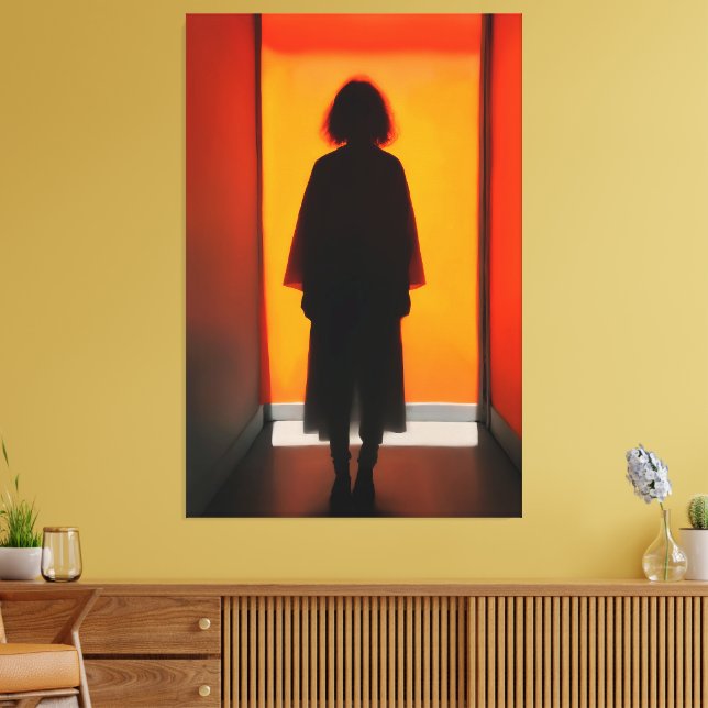 Avsluta i Orange - Fet Silhouette Wall Art Canvastryck (Insitu (Vardagsrum))