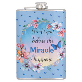 Avsluta inte innan Miracle händer | Blå Blommigt Fickplunta