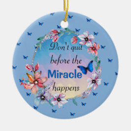 Avsluta inte innan Miracle händer | Blå Blommigt Julgransprydnad Keramik
