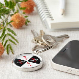 Avsluta inte svartvit inspirerar inte till motivat rund silverfärgad nyckelring