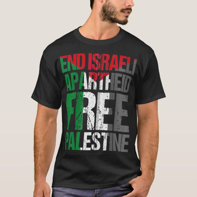 Avsluta Israels apartheid, Palestinas fria Gaza Aw T Shirt (Framsida)