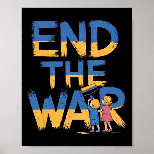 Avsluta Kriget Graffiti Barn Stödjer Zelensky Ukr Poster (Framsidan)