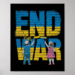 Avsluta Kriget Graffiti Barn Stödjer Zelensky Ukr Poster