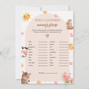 Avsluta Mamma Phrase Baby Shower-spelkort Inbjudningar