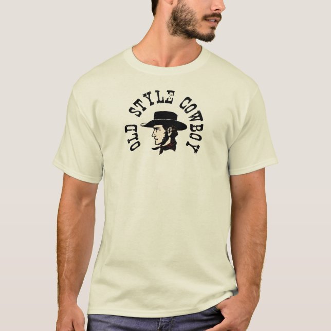 Avsluta med den svart hatten: Gammal stilCowboy Tee Shirt (Framsida)