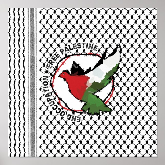 Avsluta ockupationsfriheten Palestina Kufiya Poster (Framsidan)