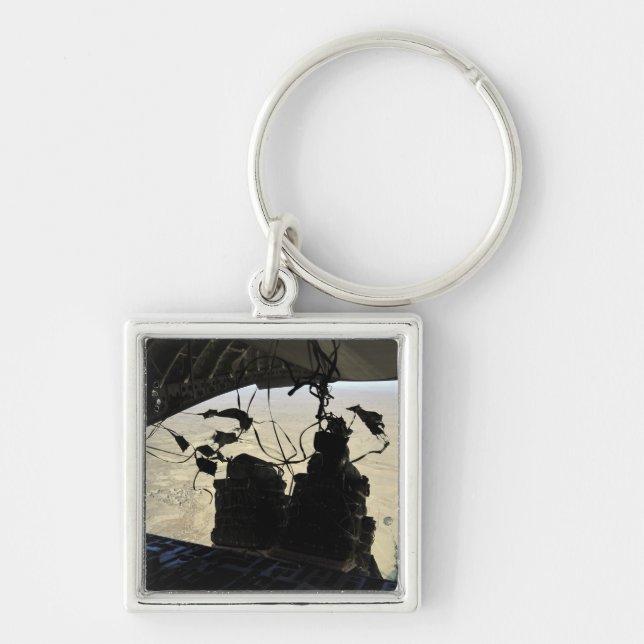 Avsluta paket för behållarleveranssystem fyrkantig silverfärgad nyckelring (Framsidan)