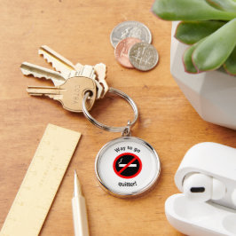 Avsluta Rökning av Grattisar Rund Silverfärgad Nyckelring