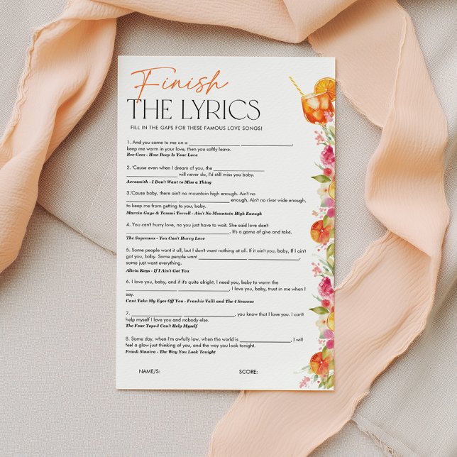 Avsluta sångtexten Bröllops Shower Game Spritz (Finish the lyrics Bridal Shower Game | Love at First Spritz theme)