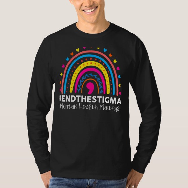 Avsluta Stigma Mental Health Matters Rainbow Boho T Shirt (Framsida)