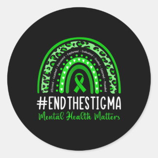 Avsluta Stigma Mental Health S Awareness Boho Rain Runt Klistermärke