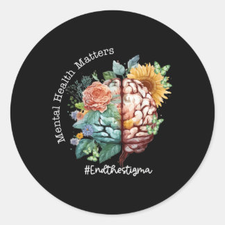 Avsluta Stigma Mental Health S Awareness Brain Flo Runt Klistermärke