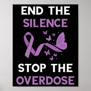 Avsluta Tystnaden Lila Band Överdosmedvetenhet M Poster