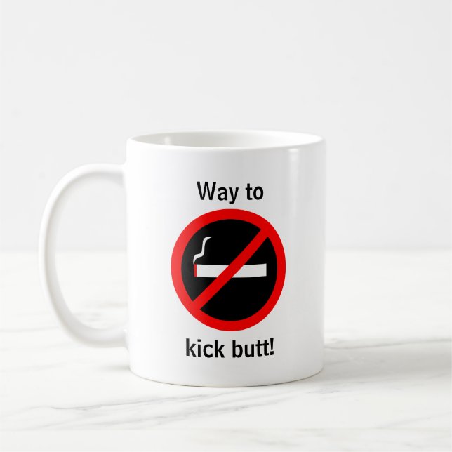 Avslutad röka grattis kaffemugg (Vänster)