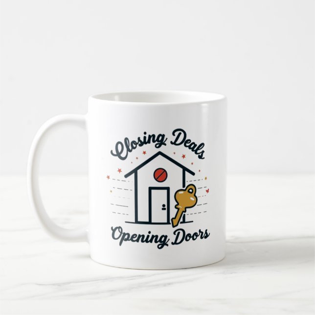 Avslutar Affärer, Öppnar Dörrar Mäklarmugg Kaffemugg (Vänster)