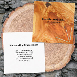Avslutat Wood Knot Woodworking Crateur Fyrkantigt Visitkort