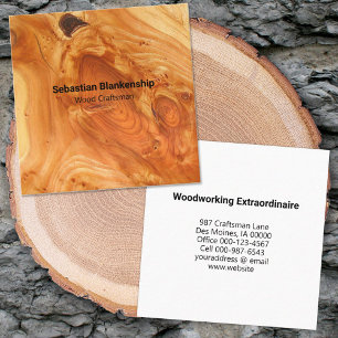 Avslutat Wood Struktur Woodworking Crateur Fyrkantigt Visitkort