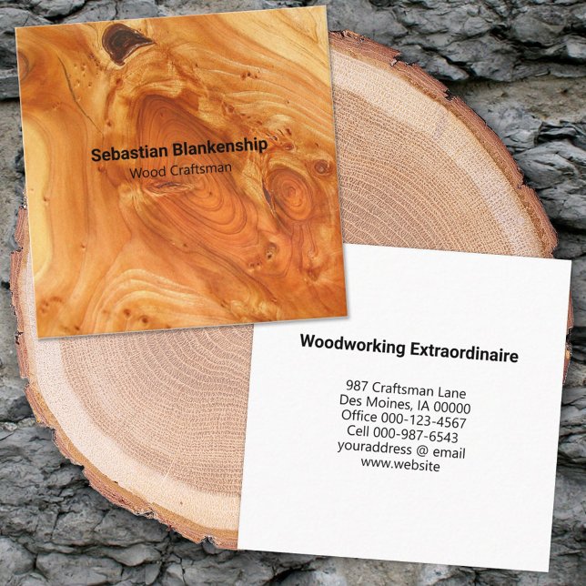 Avslutat Wood Struktur Woodworking Crateur Fyrkantigt Visitkort (Skapare uppladdad)