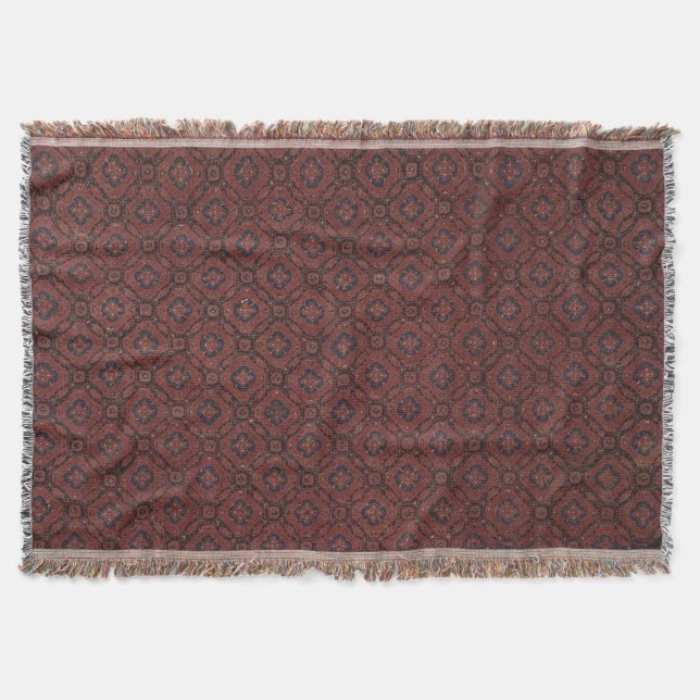 Avsn röd och blå Blommigt Batik Throw Blanket Filt (Framsidan)
