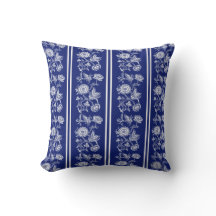 Avsn Royal Blue Blommigt China Mönster Pillow