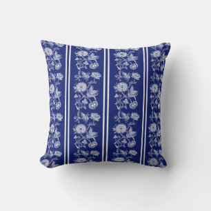 Avsn Royal Blue Blommigt China Mönster Pillow Kudde
