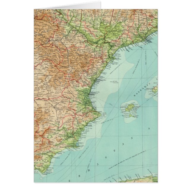 Avsnittet Spanien och Portugal östra Hälsningskort (Framsidan)