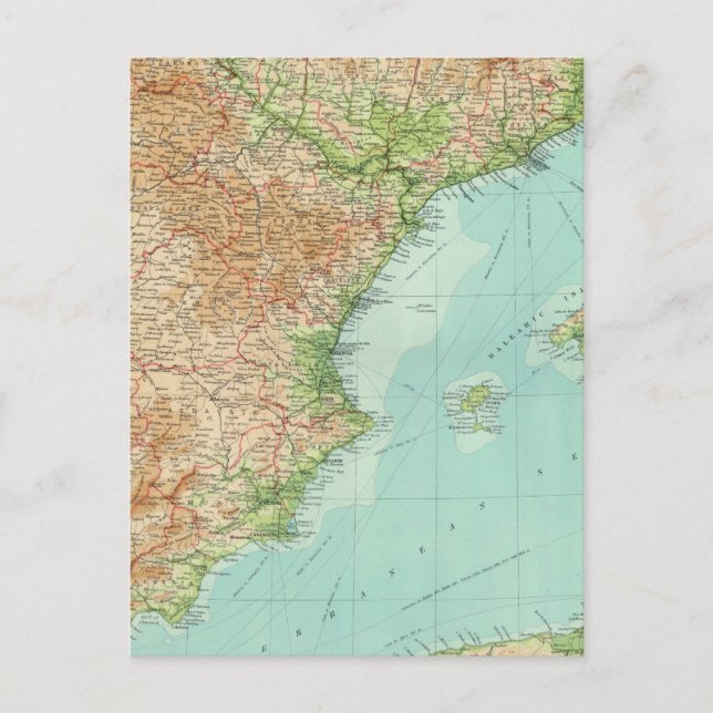 Avsnittet Spanien och Portugal östra Vykort (Framsida)