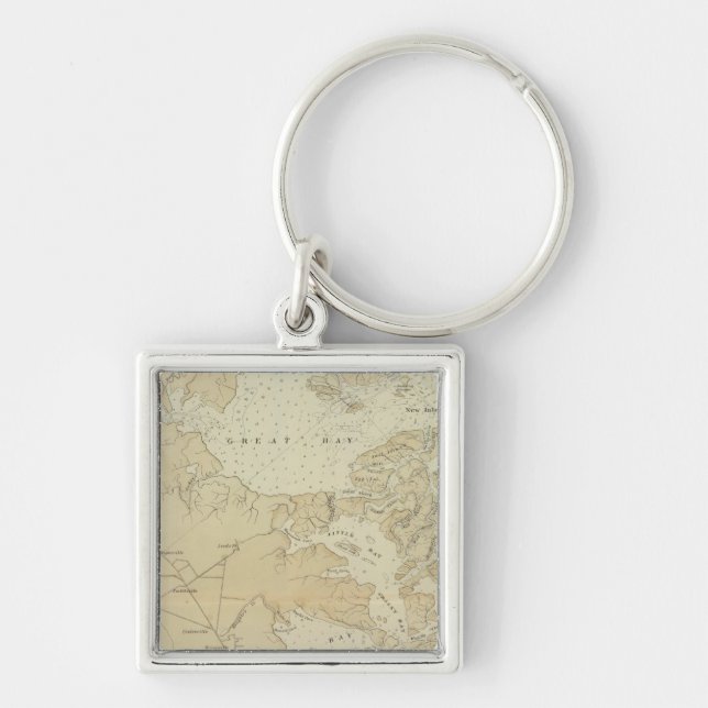 Avsnittet Tuckerton till Beach Diagram Kusten, Kar Fyrkantig Silverfärgad Nyckelring (Framsidan)