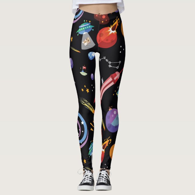 Avsnittsbalkar - Rymden Leggings (Framsida)