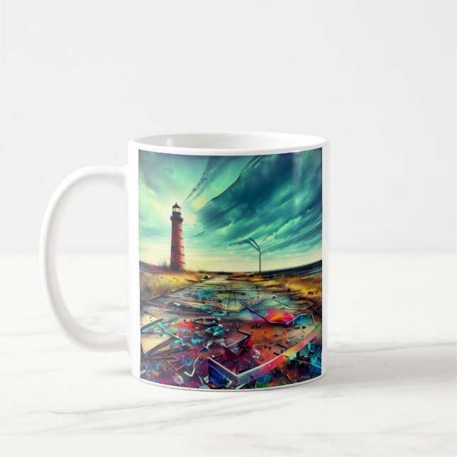 Avstående fyr-vrak kaffemugg (Vänster)
